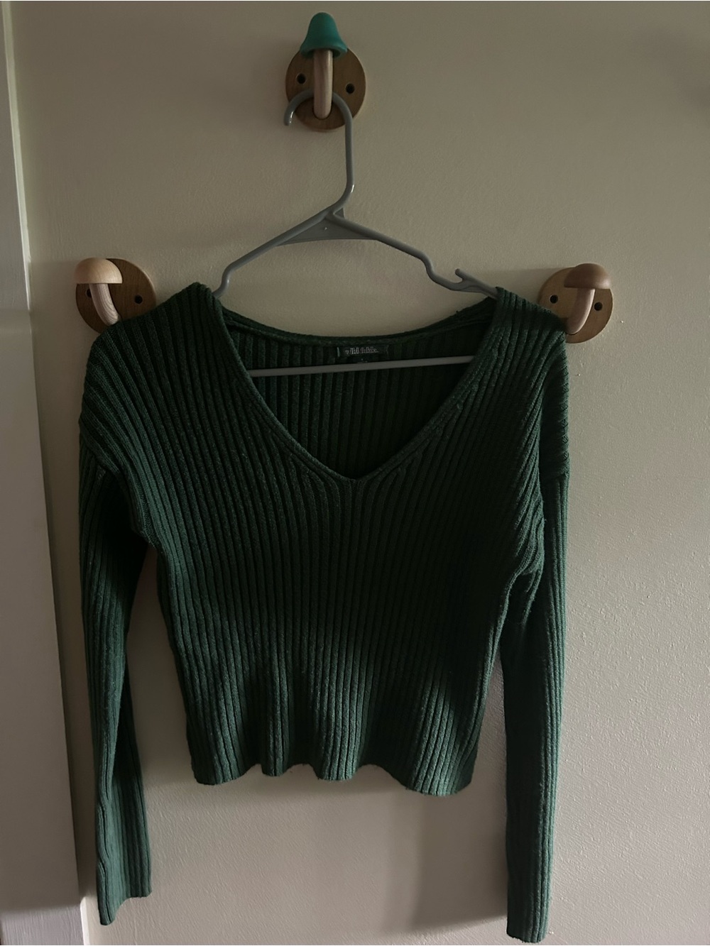 wild fable Forest Green Ribbed V-Neck Sweater